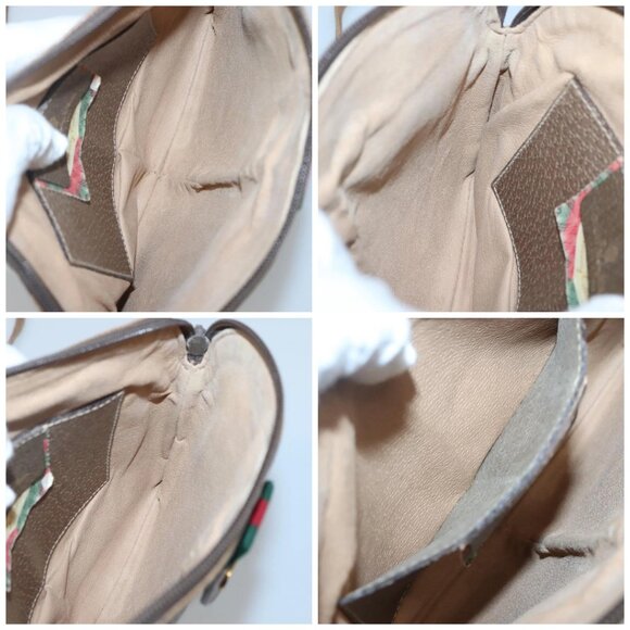 GUCCI GG Supreme Web Sherry Line Shoulder Bag PVC Beige - Picture 15 of 16